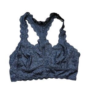 JEZEBEL Women's Gray Lace Floral Wire Free Unpadded Bralette Size Small